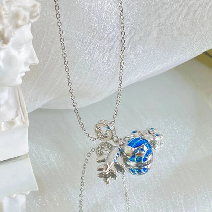 Copper Cable Chain Plating Four Leaf Clover Eiffel Tower Airplane Pendant Necklace