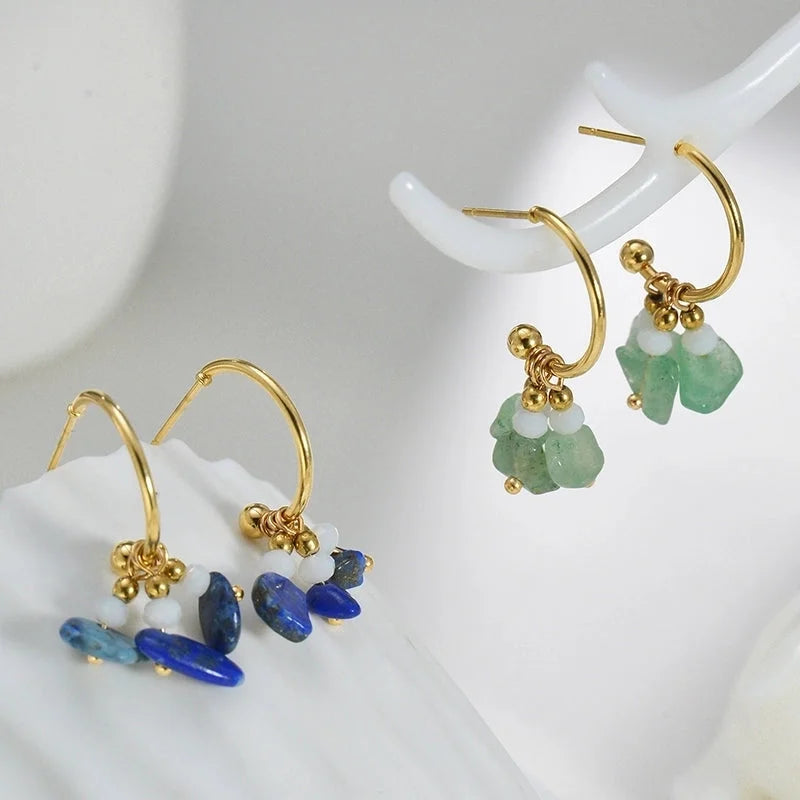 Romantic Stone Stainless Steel Plastic Drop Earrings Plating Stainless Steel Earrings