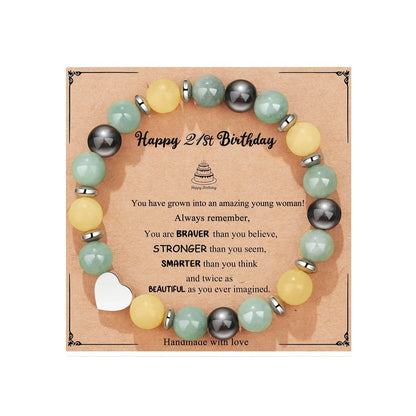 New Natural Stone Beaded Bracelet Birthday Christmas Gift Emperor Stone Powder Zebra Bracelet