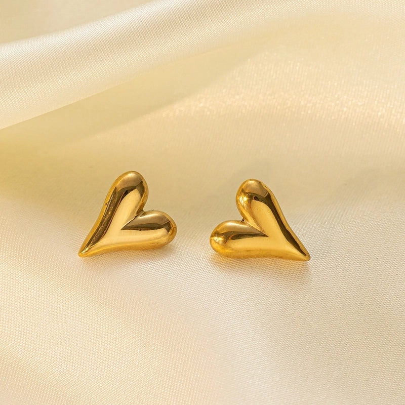 1 Pair Basic Minimalist Irregular Heart Shape Plating Titanium Steel Ear Studs
