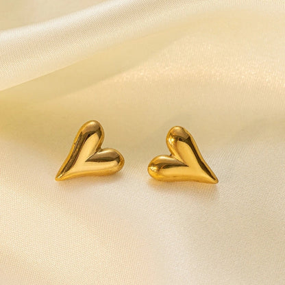 1 Pair Basic Minimalist Irregular Heart Shape Plating Titanium Steel Ear Studs