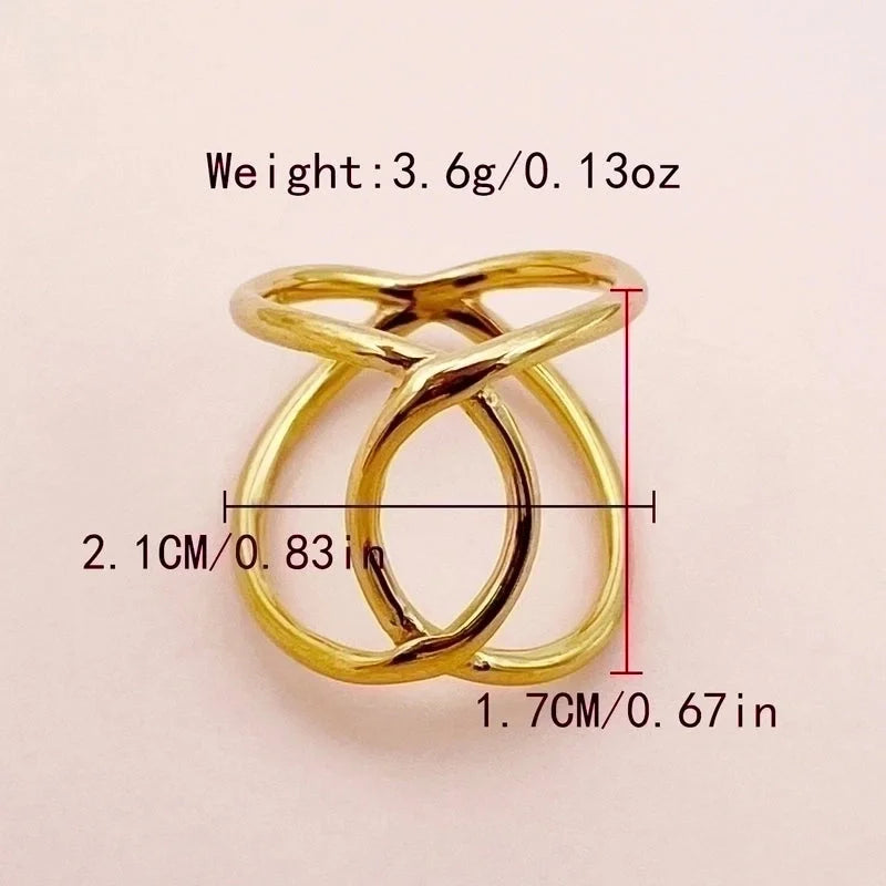 304 Stainless Steel 14K Gold Plated Classical Minimalist Plating Hollow Out Irregular Geometric Rings