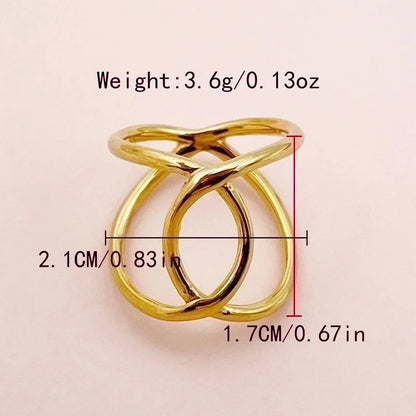 304 Stainless Steel 14K Gold Plated Classical Minimalist Plating Hollow Out Irregular Geometric Rings