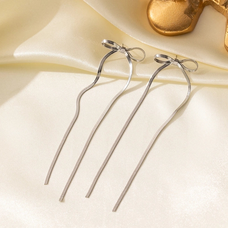 Elegant Sweet Streetwear Bow Knot Titanium Steel Plating Bracelets Earrings Necklace