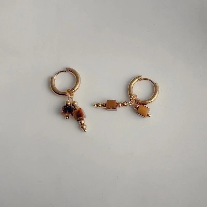 1 Pair Retro Geometric Titanium Steel Plating Drop Earrings