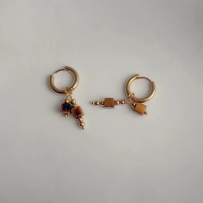 1 Pair Retro Geometric Titanium Steel Plating Drop Earrings