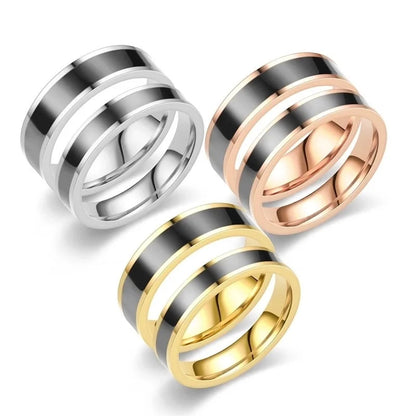 Modern Style Minimalist Circle Titanium Steel 18K Gold Plated Polishing Enamel Plating Rings