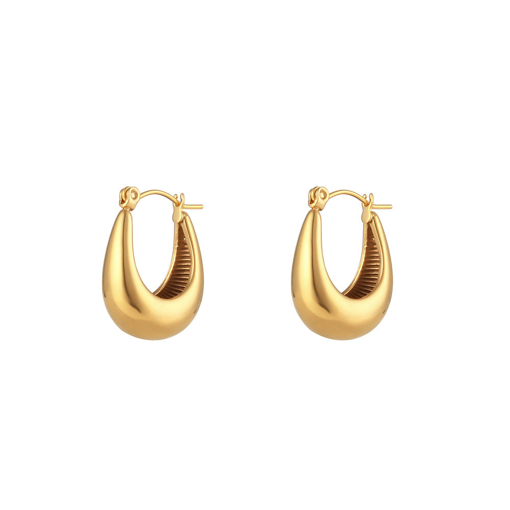 Fashion Round Geometric Stainless Steel 18K Gold Plated Earrings