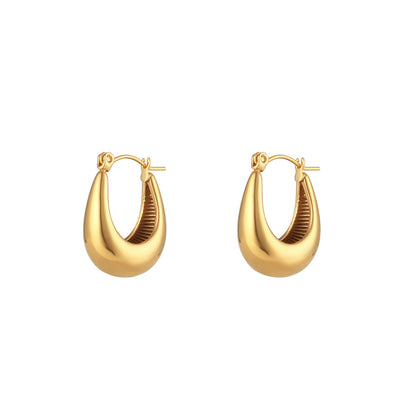 Fashion Round Geometric Stainless Steel 18K Gold Plated Earrings