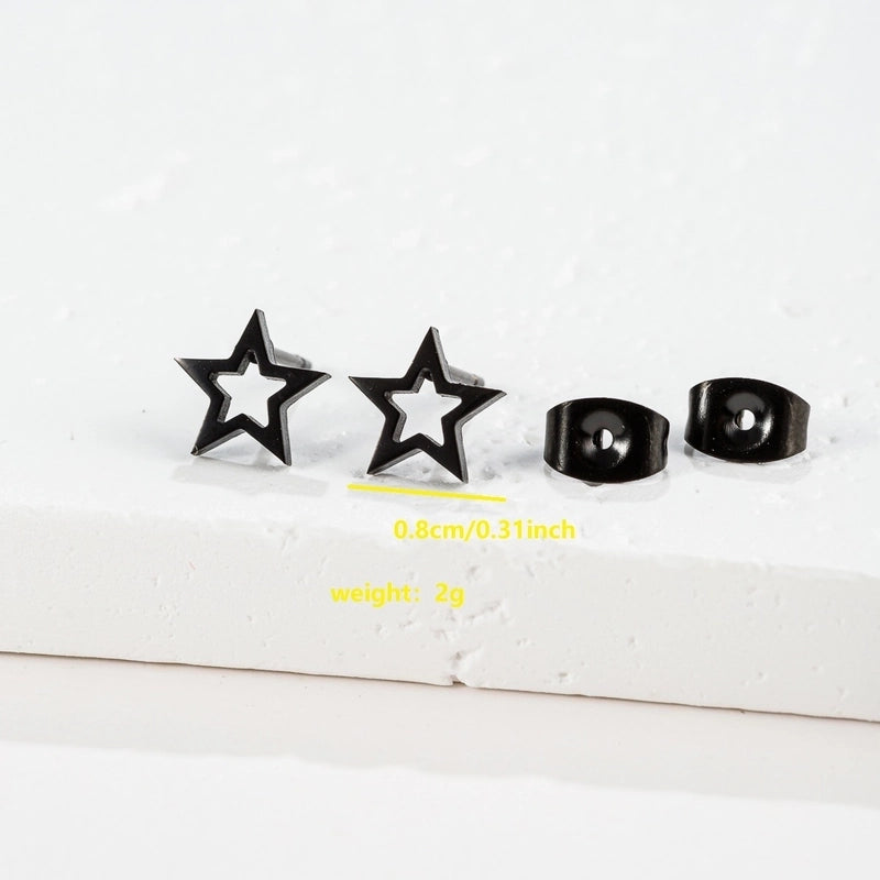1 Pair Minimalist Classic Style Round Star Moon Hollow Out 304 Stainless Steel 18K Gold Plated Ear Studs