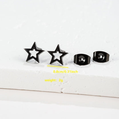 1 Pair Minimalist Classic Style Round Star Moon Hollow Out 304 Stainless Steel 18K Gold Plated Ear Studs