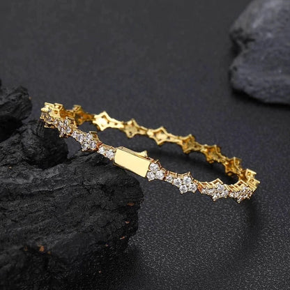 Hip-hop Solid Color Copper Inlay Zircon Bangle