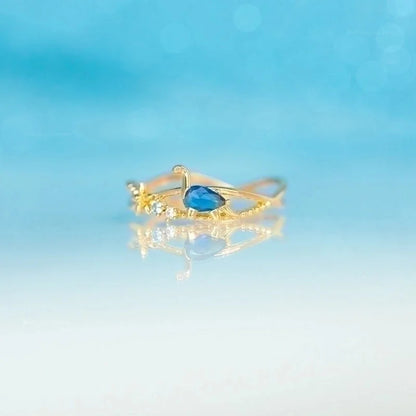 Small Dinosaur 18k Gold Colored Zircon Copper Ring