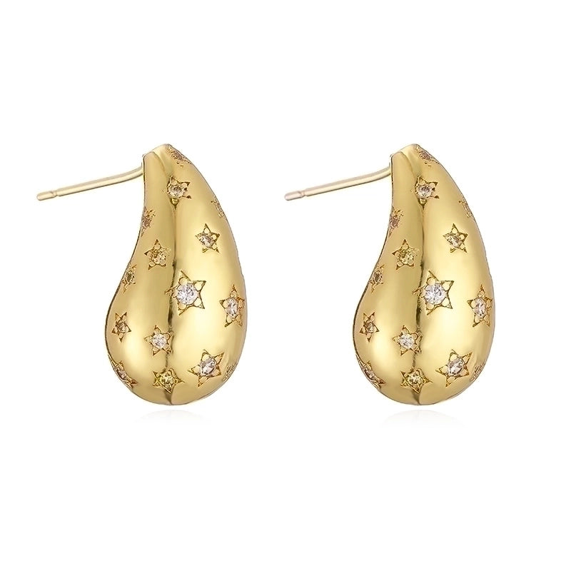 1 Pair Ig Style Casual Minimalist Water Droplets Plating Inlay Copper Zircon 18k Gold Plated Ear Studs