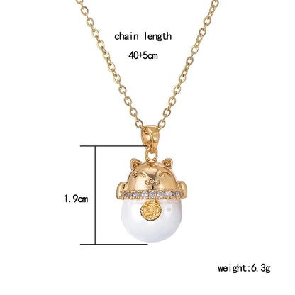 Copper 18K Gold Plated Plating Inlay Double Ring Letter Zircon Necklace