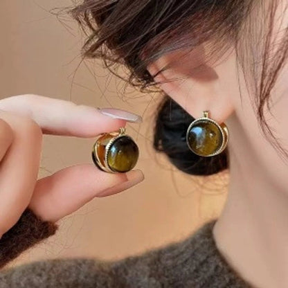 1 Pair Casual Minimalist Round Heart Shape Plating Inlay Copper Zircon Earrings