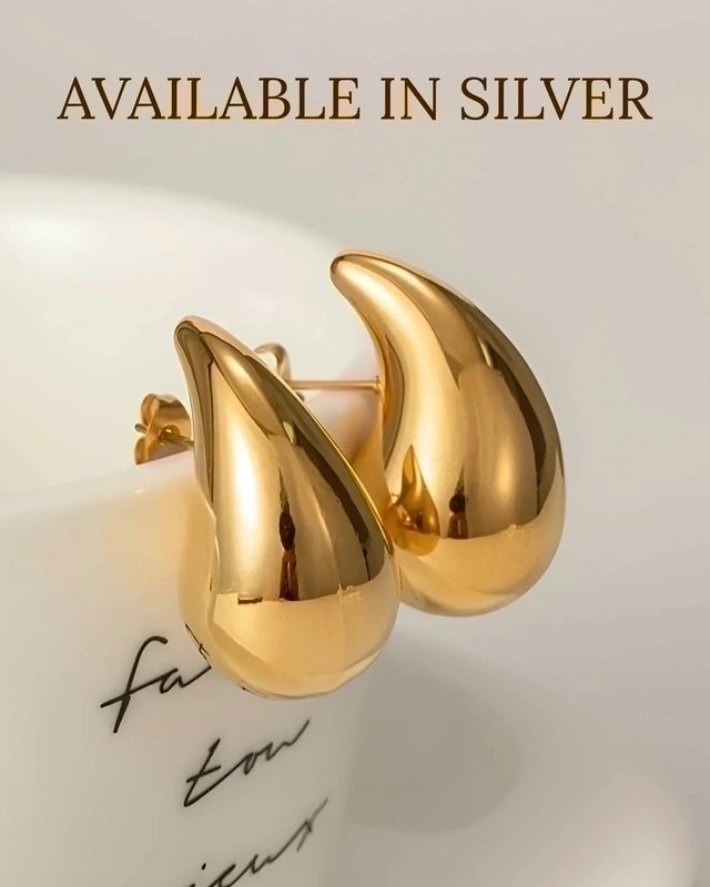 1 Pair Minimalist Water Droplets Plating 304 Stainless Steel 18K Gold Plated Stainless Steel Earrings