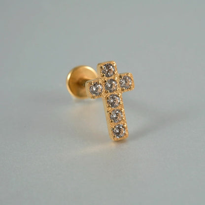 1 Piece Lip Rings Casual Vacation Tropical Cross G23 Titanium Alloy Plating Zircon 18K Gold Plated Lip Rings Ear Cartilage Rings & Studs