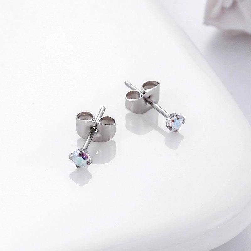 1 Pair Ear Cartilage Rings & Studs Minimalist Round 316L Stainless Steel Inlaid Zircon