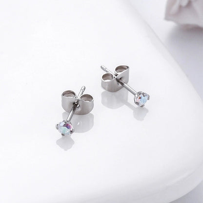 1 Pair Ear Cartilage Rings & Studs Minimalist Round 316L Stainless Steel Inlaid Zircon