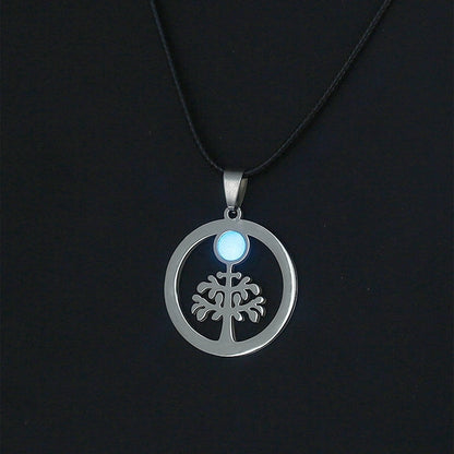 Jewelry Basic Modern Style Classic Style Moon Life Tree Butterfly 304 Stainless Steel Rope Pendant Necklace