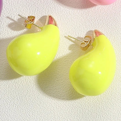 1 Pair Minimalist Water Droplets Epoxy Plating Brass 14k Gold Plated Ear Studs