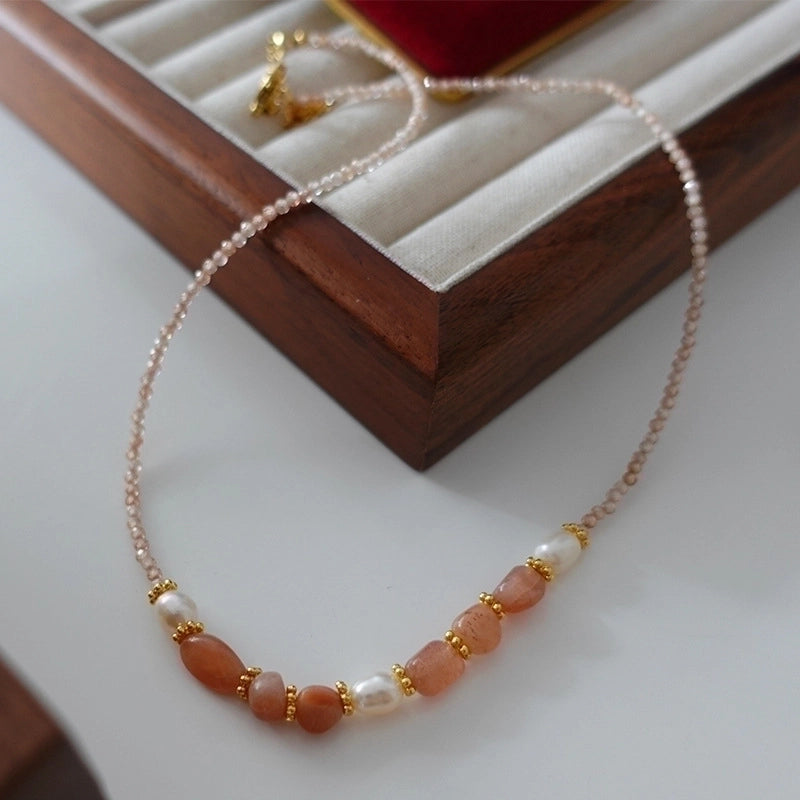 Minimalist Geometric Natural Stone Tiger Eye Pendant Necklace In Bulk