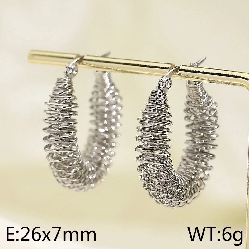 1 Pair Minimalist Geometric Irregular Titanium Steel 18K Gold Plated Hoop Earrings