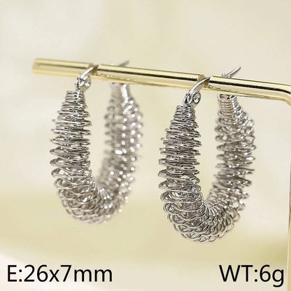 1 Pair Minimalist Geometric Irregular Titanium Steel 18K Gold Plated Hoop Earrings