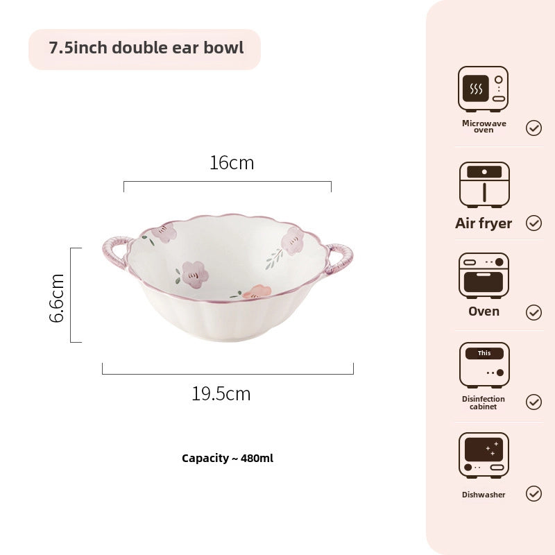 Purple Ceramic Bowl And Dish Set Household Japanese Style Bowl And Dish Fresh Dinner Housewarming Dish Bowl And Chopsticks Set