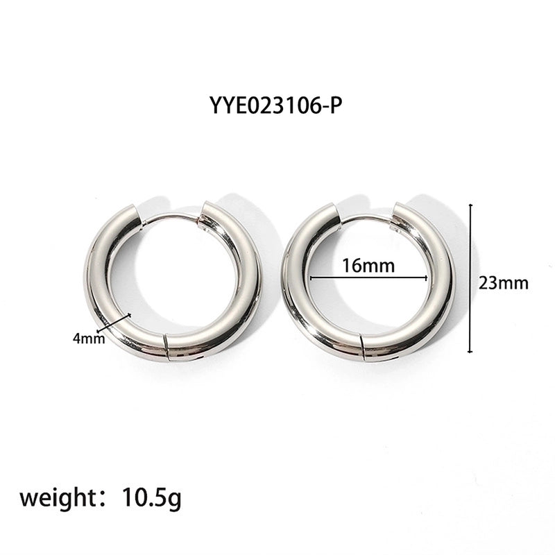 1 Pair Minimalist Round Plating 201 Stainless Steel 18K Gold Plated Hoop Earrings