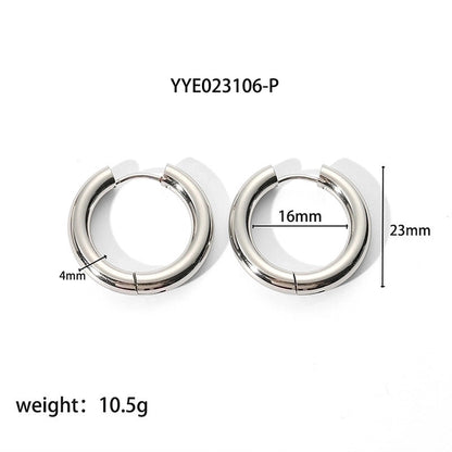 1 Pair Minimalist Round Plating 201 Stainless Steel 18K Gold Plated Hoop Earrings