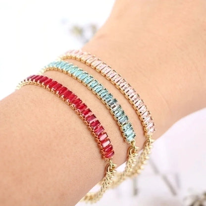 Fashion Geometric Copper Plating Artificial Gemstones Bracelets