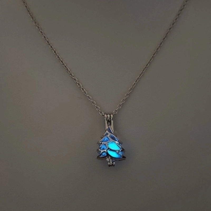 Luminous Hollow Diy Cage Christmas Tree Women's Necklace