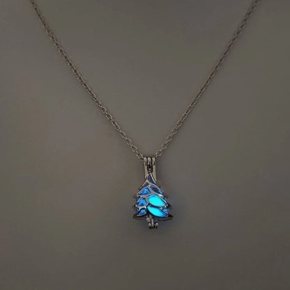 Luminous Hollow Diy Cage Christmas Tree Women's Necklace