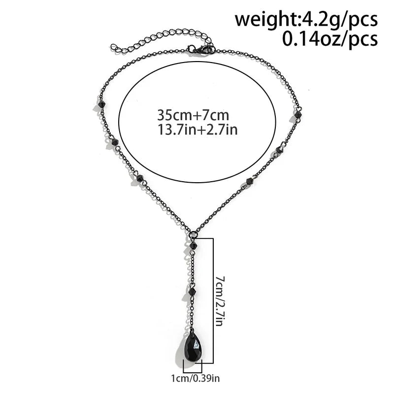 Imitation Crystal Metal Copper Tassel Plating Chain Water Droplets Necklace