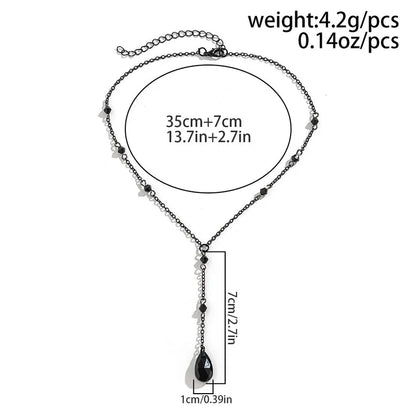 Imitation Crystal Metal Copper Tassel Plating Chain Water Droplets Necklace