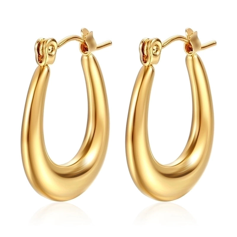 1 Pair Minimalist Classic Style Solid Color Plating 201 Stainless Steel 18K Gold Plated Earrings