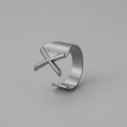 Ins Style Letter Titanium Steel Plating Open Ring