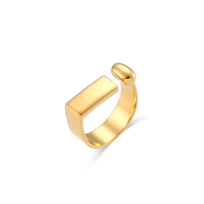Minimalist Solid Color 304 Stainless Steel 18K Gold Plated Plating Rings