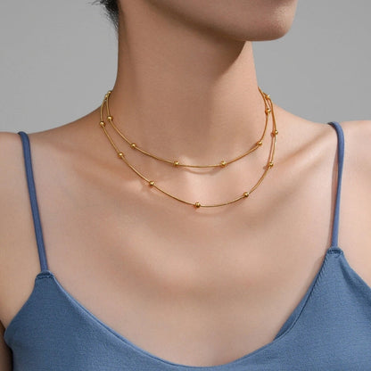 Double-Layer Choker Titanium Steel Necklace Three-Layer Blade Chain Snake Bones Chain Stainless Steel Jewelry Summer Non-Fading Female