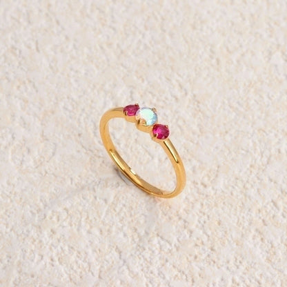 Retro Water Droplets Titanium Steel Inlay Artificial Diamond Rings