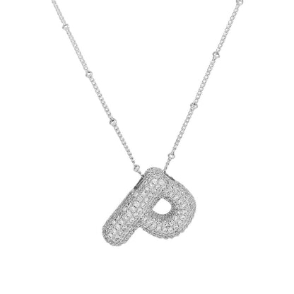 Casual Minimalist Letter Brass Plating Zircon Pendant Necklace 1 Piece