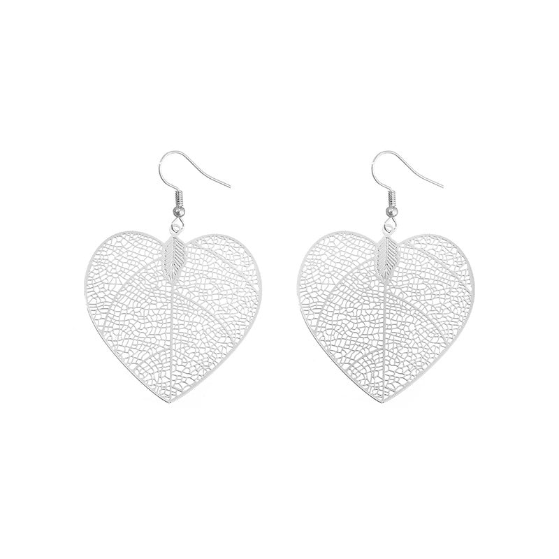 1 Pair Casual Minimalist Leaf Plating Hollow Out Carving Copper Drop Earrings