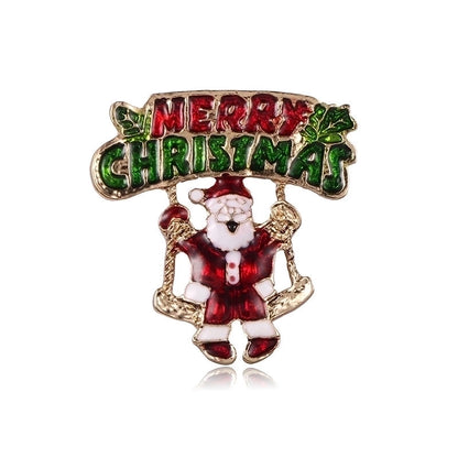 Cartoon Style Pin Christmas Tree Alloy Enamel Rhinestones Unisex Brooches