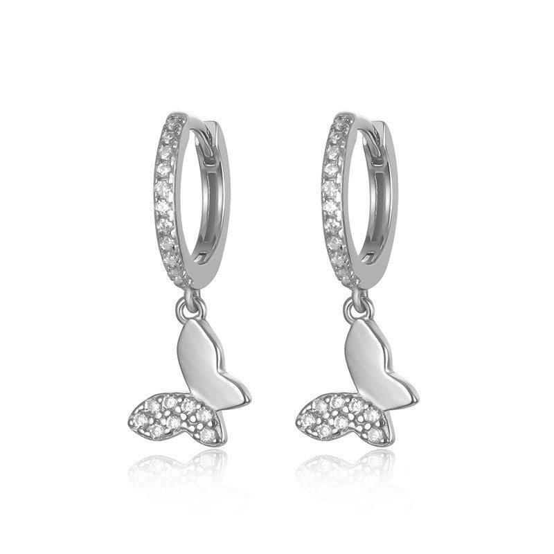 1 Pair Streetwear Devil\'s Eye Heart Shape Butterfly Plating Inlay Copper Zircon Drop Earrings