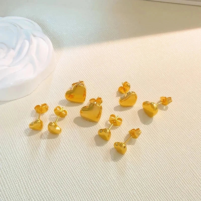 1 Pair Minimalist Heart Shape Titanium Steel Earrings