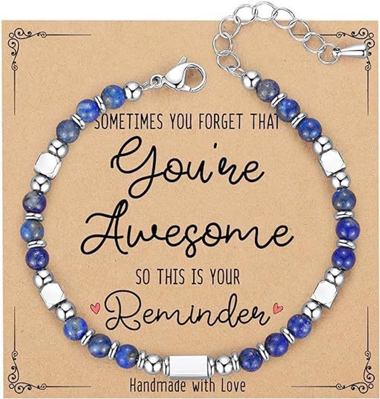 Minimalist Classic Style Round 304 Stainless Steel Natural Stone Bracelets In Bulk