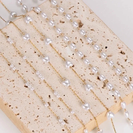 Casual Minimalist Round Heart Shape 304 Stainless Steel Artificial Pearl Necklace