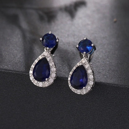 1 Pair Elegant Water Droplets Inlay Copper Crystal Zircon White Gold Plated Drop Earrings